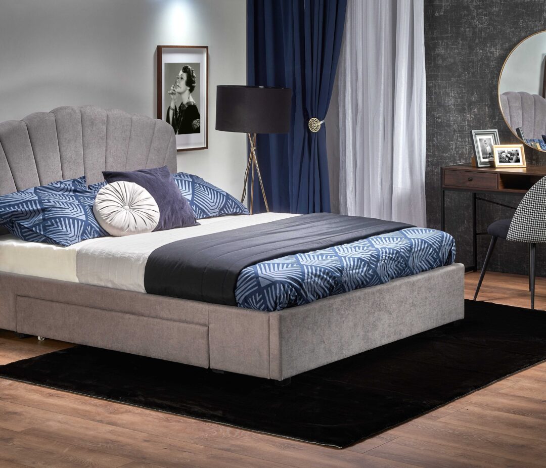 GABRIELLA 160 ágy, ágyneműtartóval, szín: szürke