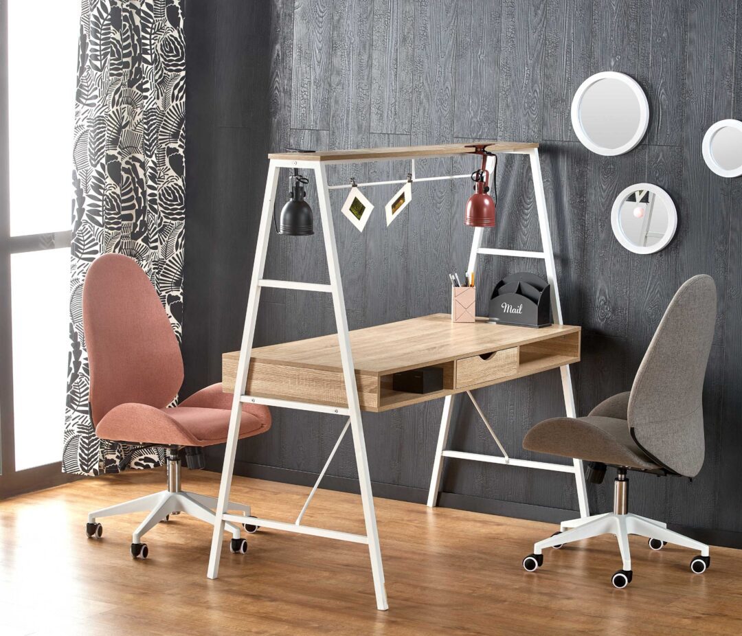 B48 íróasztal, szín: sonoma tölgy/fehér