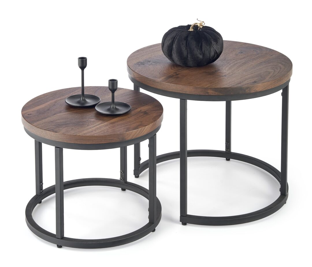 OREO dohányzóasztal, 2-es szett, szín: dió/fekete