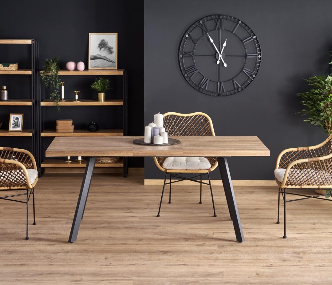 BERLIN 160 bővíthető étkezőasztal, téglalap alakú, szín: dió/fekete