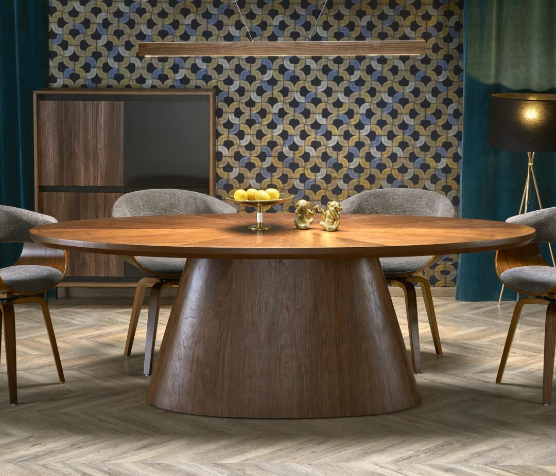 VAGNER asztal, ovális, szín: dió