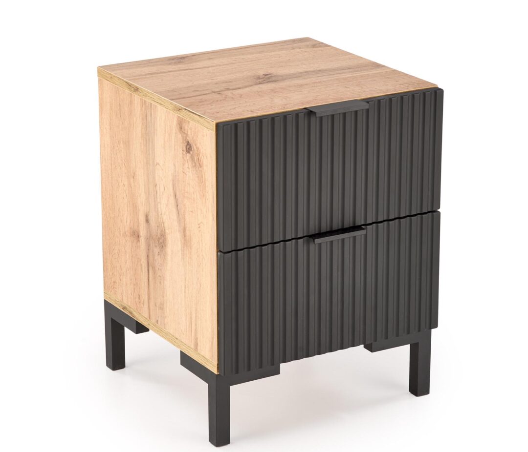 NELA éjjeliszekrény, szín: fekete/craft tölgy