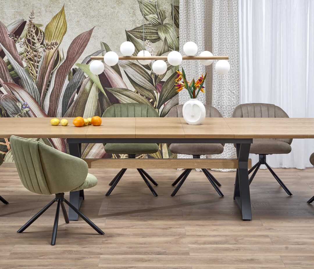 HENRY bővíthető étkezőasztal, téglalap alakú, szín: természetes tölgy/fekete