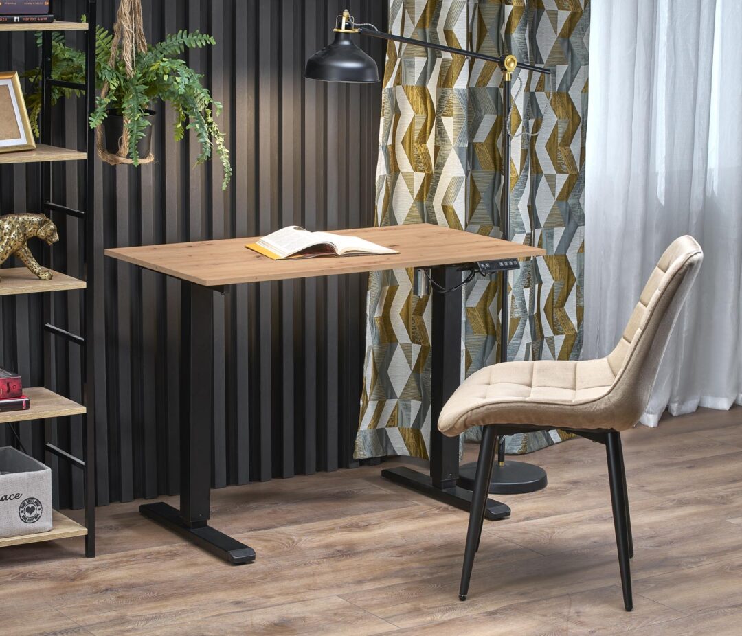 B53 állítható magasságú íróasztal, szín: fekete/arany tölgy