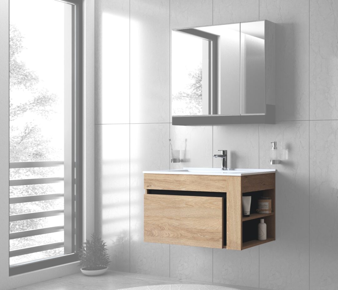 DUESA SU-80 mosdó alatti szekrény, szín: arany tölgy/fekete