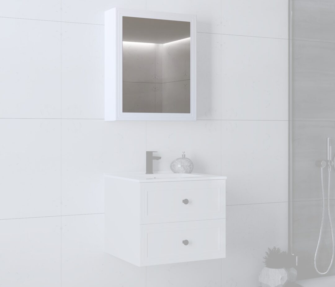 TORETO SLU-60 tükrös szekrény, szín: fehér