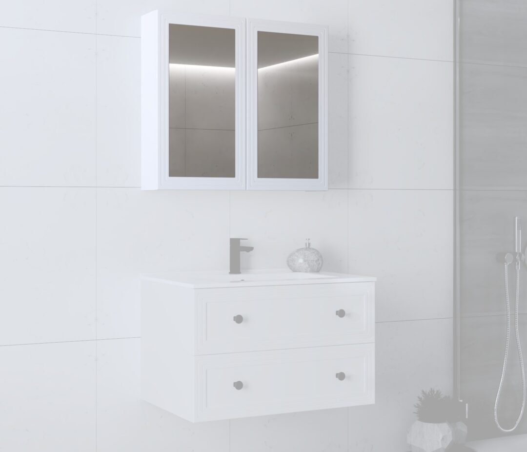 TORETO SLU-80 tükrös szekrény, szín: fehér