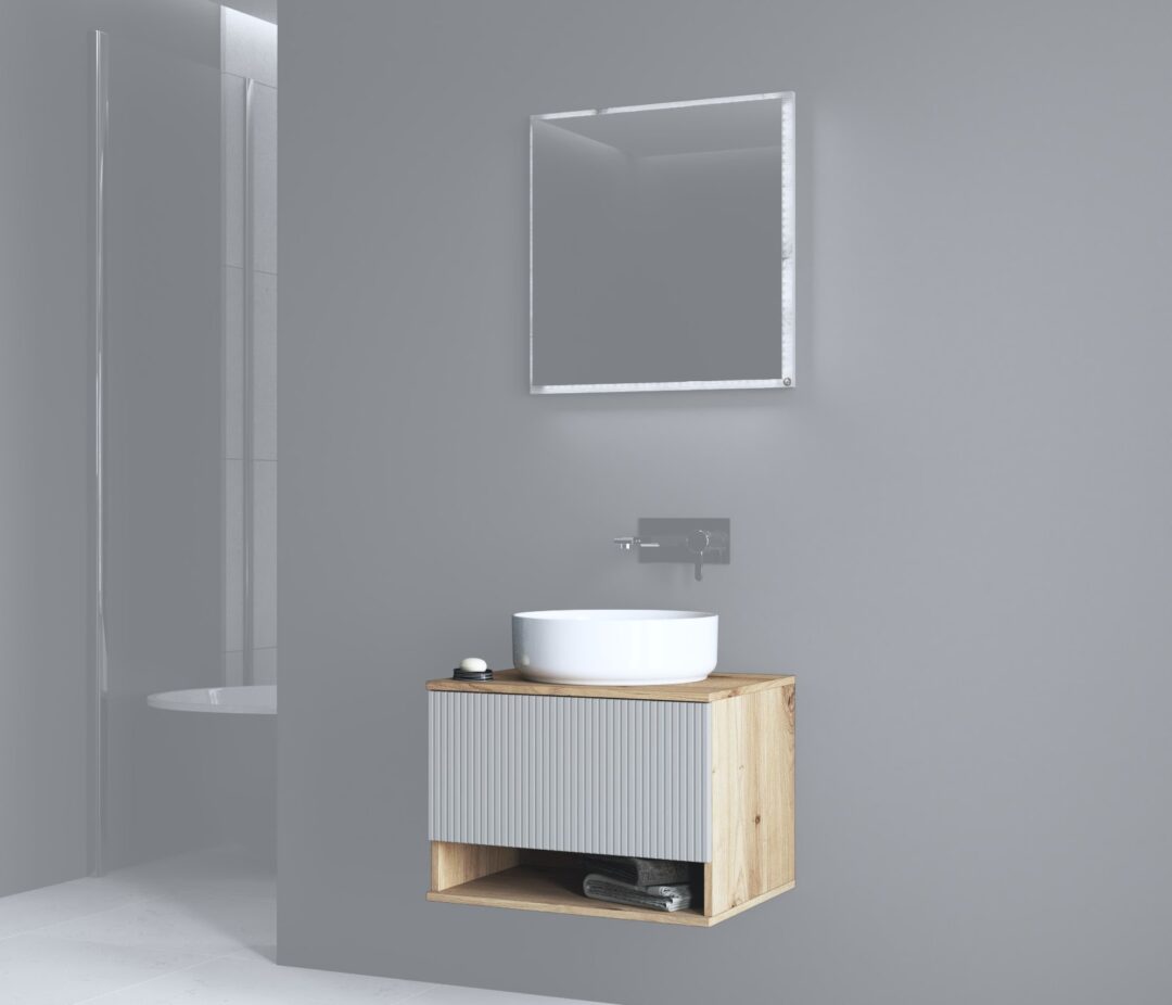 AVIOLA SU-60 mosdó alatti szekrény, szín: artisan tölgy/matt kasmír