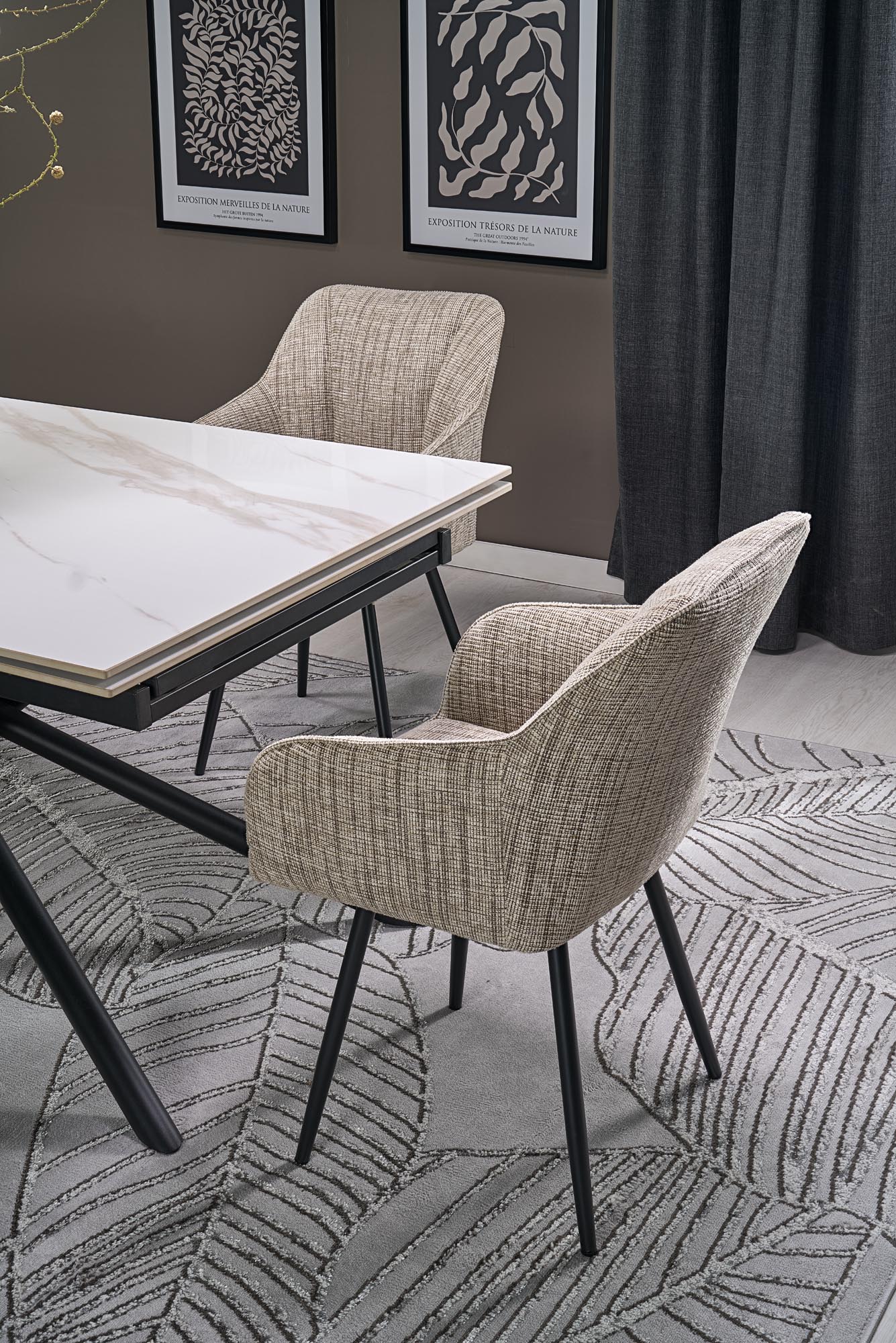 VITORINO bővíthető étkezőasztal, téglalap alakú, szín: fehér márvány/fekete - Image 2