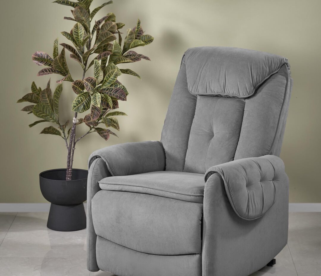 HORTON elektromos relax fotel, emelő funkcióval, szín: szürke