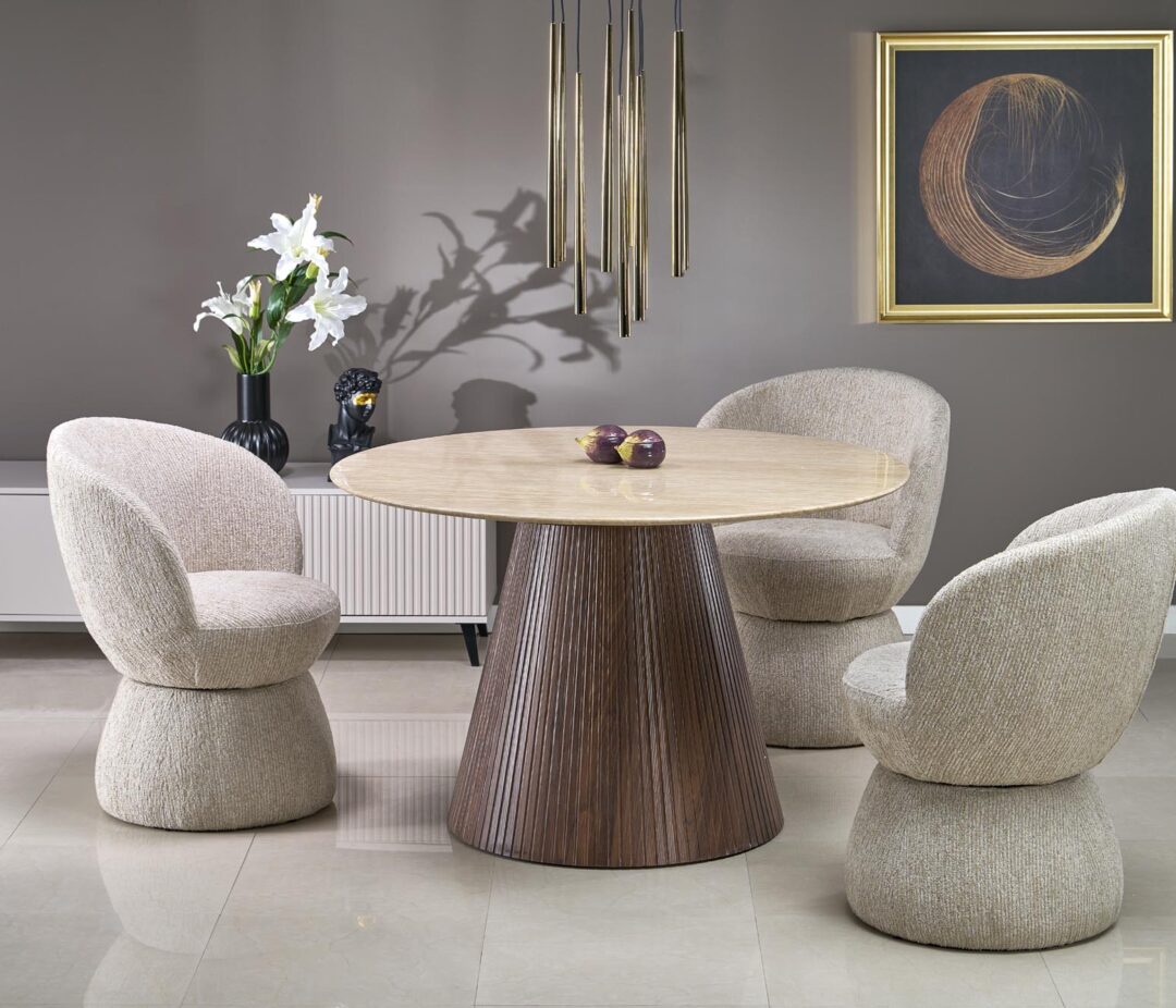 PIREUS étkezőasztal, kerek, szín: travertin