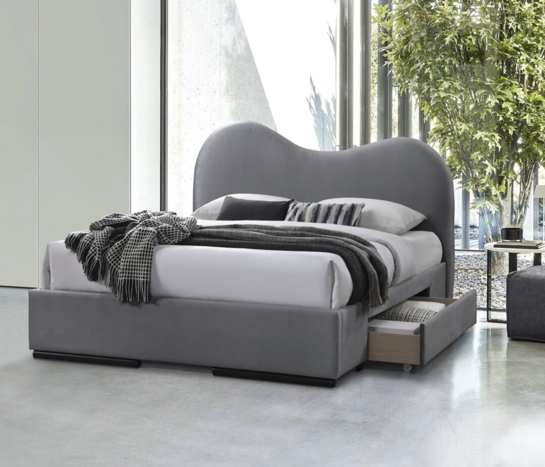 AMBER 160 ágy, ágyneműtartóval, szín: szürke