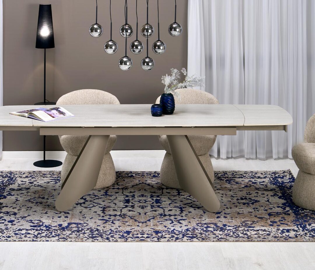 SALIX bővíthető étkezőasztal, téglalap alakú, szín: travertin/kasmír