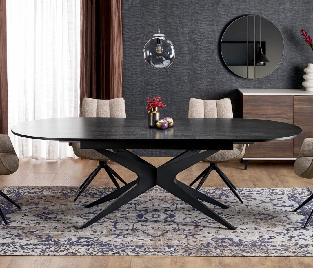 SANDRO bővíthető étkezőasztal, téglalap alakú, szín: fekete