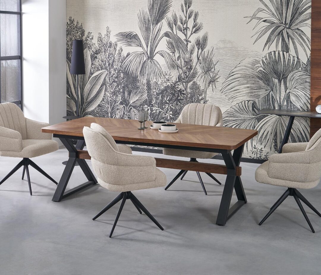 BARON bővíthető étkezőasztal, téglalap alakú, szín: dió/fekete