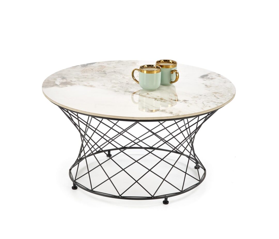 ALESSIA dohányzóasztal, szín: bézs márvány/fekete