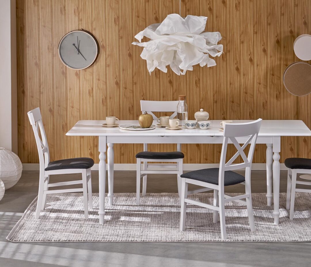 NELSON bővíthető étkezőasztal, téglalap alakú, szín: fehér