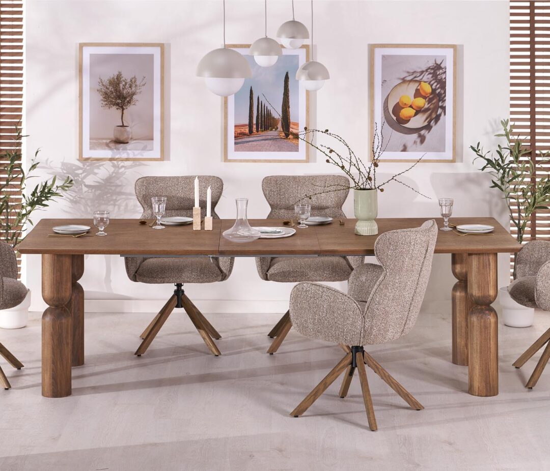 MELTON bővíthető étkezőasztal, téglalap alakú, szín: világos dió