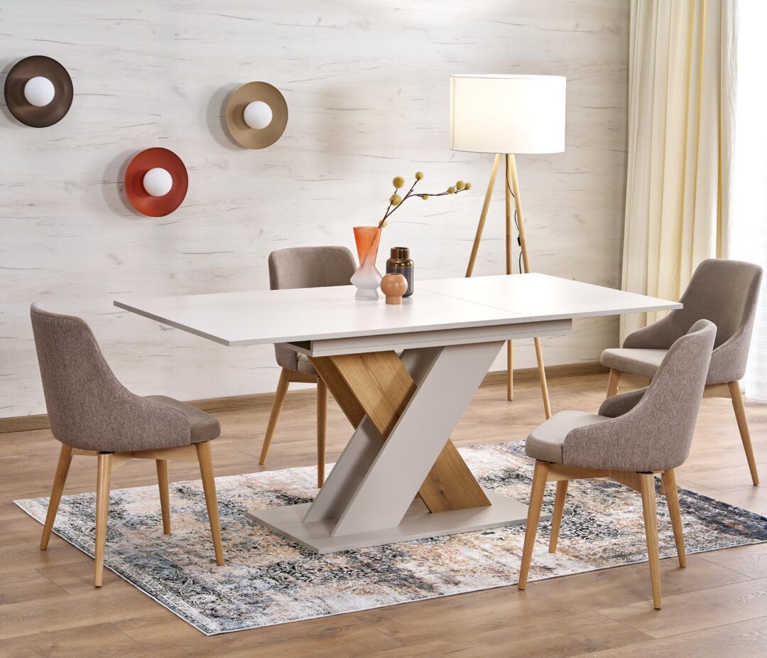 XARELTO bővíthető étkezőasztal, téglalap alakú, szín: kasmír/cremona tölgy