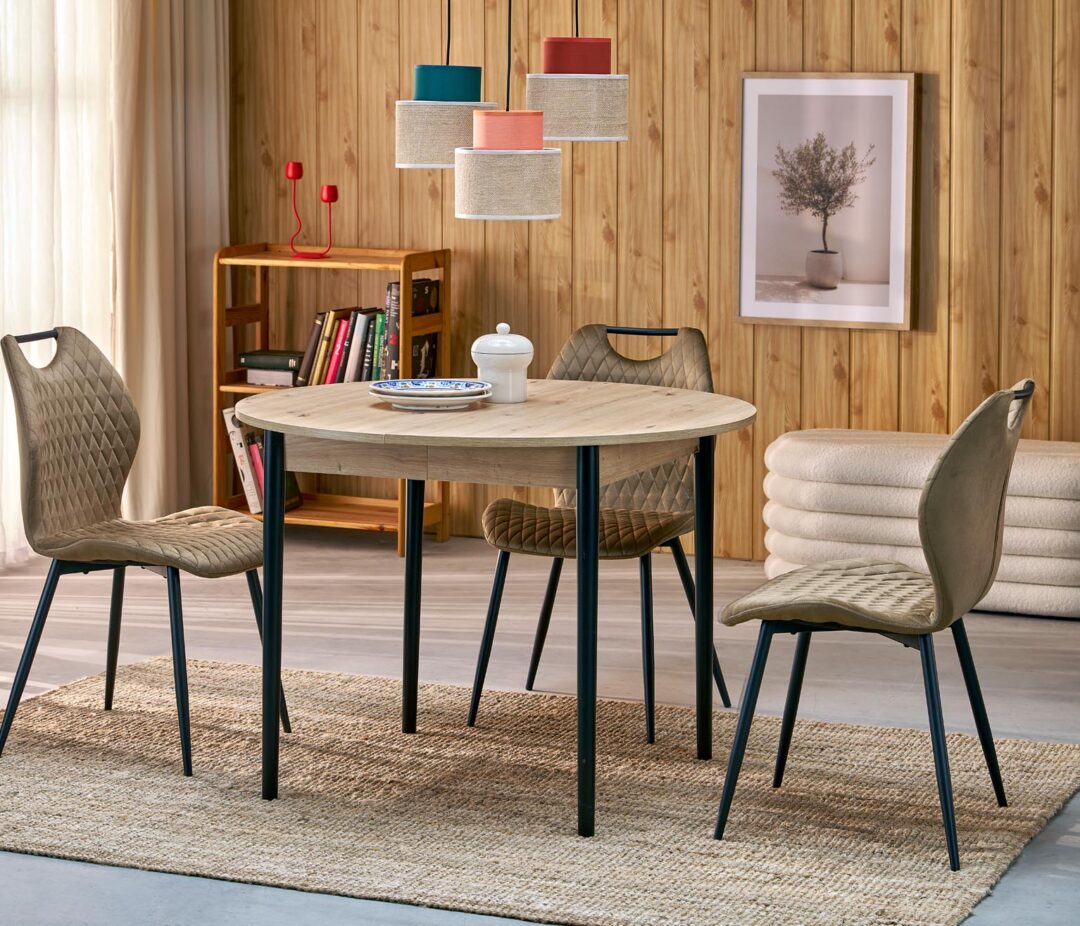 PIVOT bővíthető étkezőasztal, téglalap alakú, szín: artisan tölgy/fekete