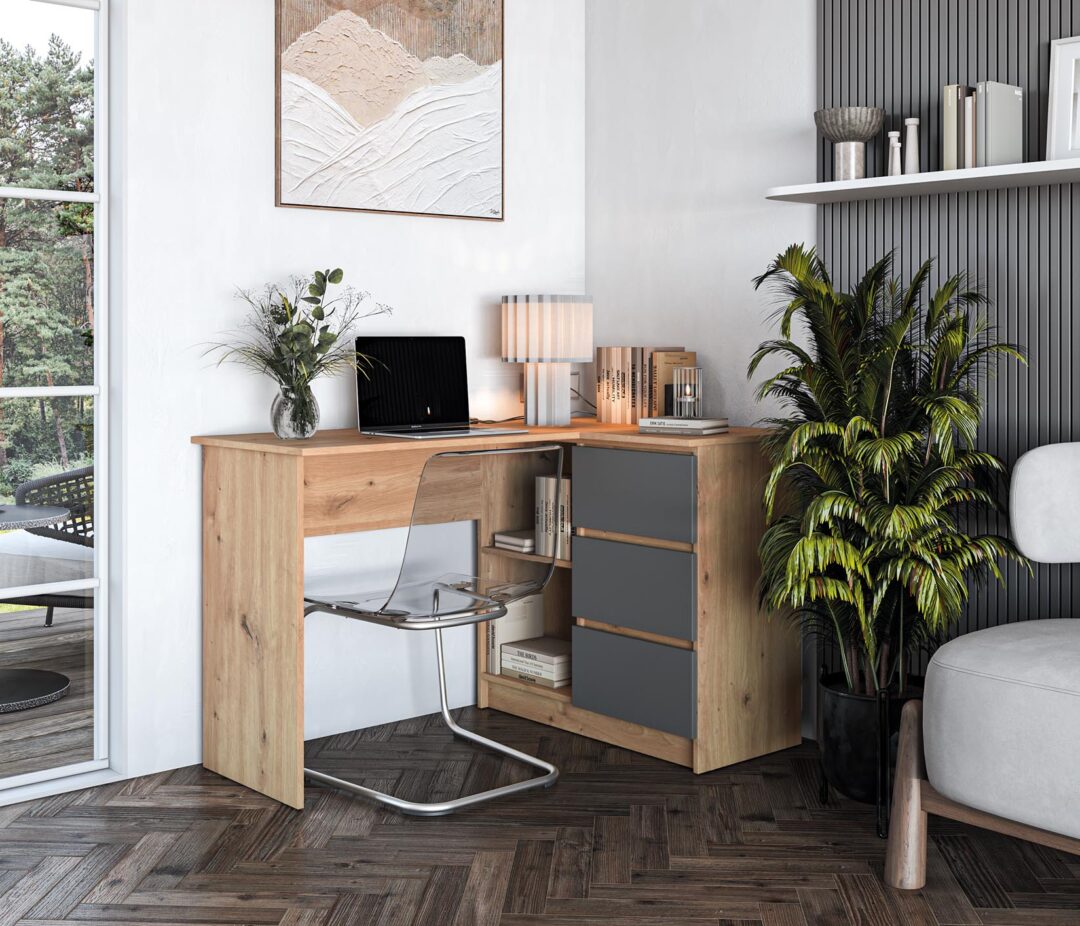 BEGA íróasztal, szín: artisan tölgy/grafit