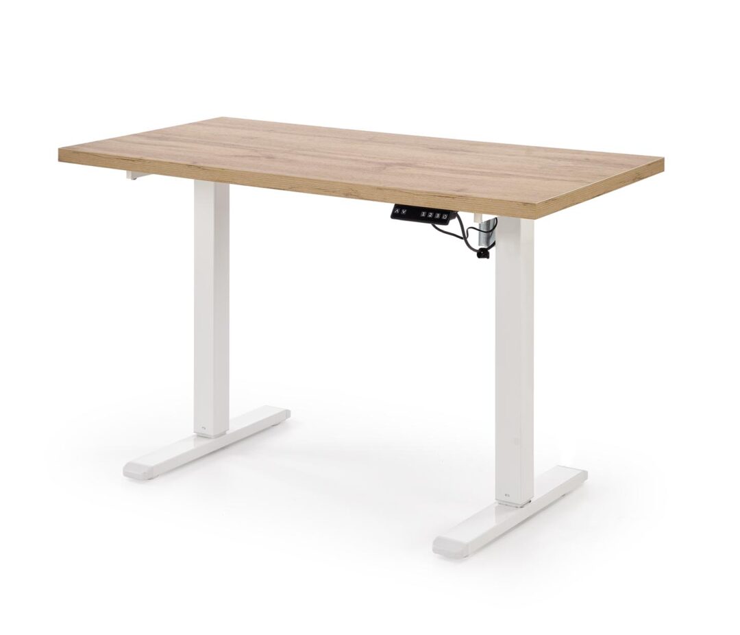 B54 állítható magasságú íróasztal, szín: artisan tölgy/fehér